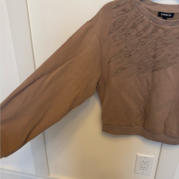 Express Beige Sweatshirt with Embellished Design - Picture 2 of 5